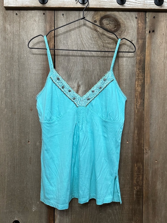 Maurices Tops - Maurices Beaded Shelf Bra V-Neck Cami Tank Top in Blue Size Medium